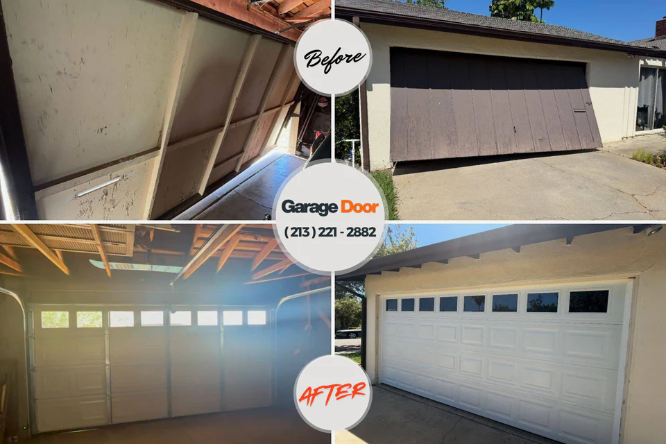 Before and after: garage door repair Grissom AFB, IN